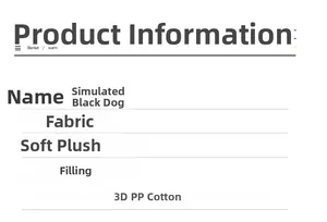 Detailed specification of the plush dog toy with 3D PP cotton filling and soft fabric