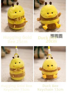 Four different sizes and styles of cute plush bee-duck dolls with $ coin details