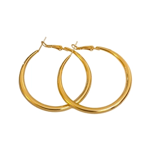 Polished gold-finish large hoop earrings for women with minimalist sleek design
