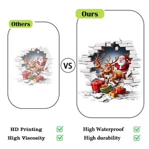Detailed 3D Santa and reindeer toilet sticker showing high-definition waterproof printing