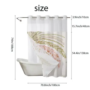Detailed size chart for waffle weave shower curtain showing width and height specifications