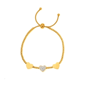 Goldenes Titanstahl-Armband mit Herzanhängern und funkelnden Zirkon-Akzenten für Damen