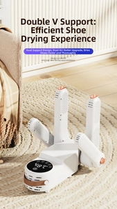 Detail of portable electric shoe dryer with LED display and four adjustable air vents