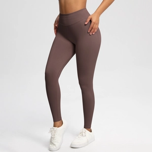 Nahtlose High-Waist Yoga-Leggings in Mokka-Rosa für Fitness und Laufsport für Damen