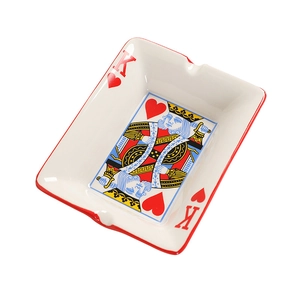 Creative ceramic King of Hearts poker playing card ashtray with a minimalist white finish