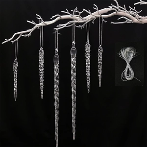 Clear Acrylic Christmas Hanging Ornaments Snowflake Icicle Reindeer DIY Pendant For Holiday Celebration Home Party Ornament