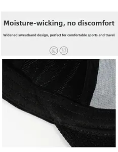 Macro shot of widened moisture-wicking sweatband inside black baseball cap