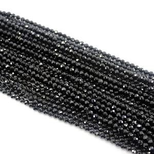 Faceted natural black spinel beads strands for DIY handcrafted jewelry making