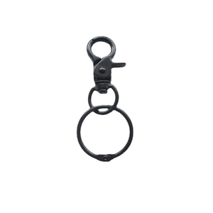 Matte black metal swivel lobster clasp with split rings for DIY bags and keychains