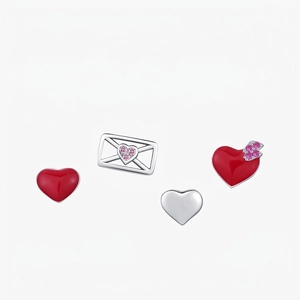 925 Sterling Silver Heart Envelope Stud Earrings Set For Women Sweet Red Rhinestone Romantic Jewelry Accessory With GRA Certificate