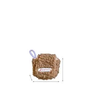 Plush mini earphone case with 98cm neck strap, sized 7x6x3cm for portable storage