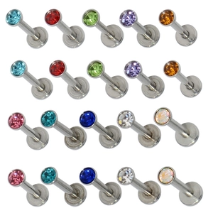 Set of 20 colorful crystal stud earrings with polished stainless steel flat back bases