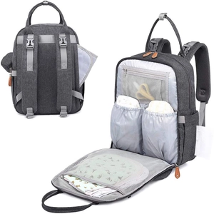 Deep grey large capacity waterproof diaper backpack with ergonomic straps and organizers