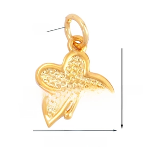 Detail showing a golden butterfly charm with dimensions 10x10mm and 4mm loop