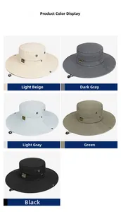 Detail view of mesh breathable sun hat colors with windproof chin straps and side logo