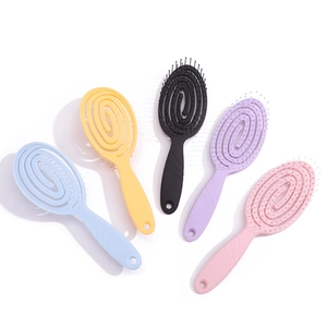 Vented detangling hair brush set in five bright colors for professional salon styling