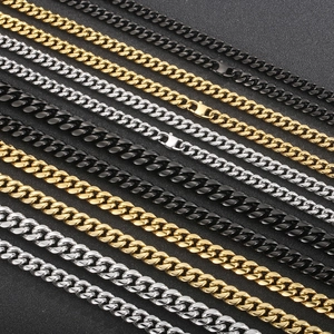 Cuban Link Chain Necklace Polished Stainless Steel Hip Hop Streetwear Fashion Jewelry Accessories For Men