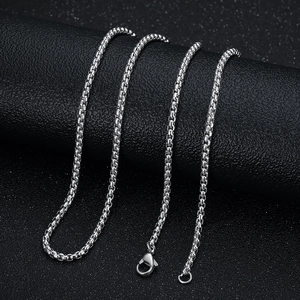Polished silver stainless steel box chain necklace with durable lobster clasp