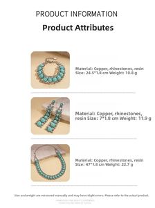 Macro view of Bohemian jewelry set details showing sizes and materials of necklace and earrings