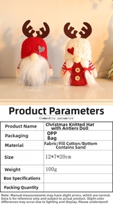 Détail montrant les dimensions et matériaux des poupées gnomes de Noël faites main