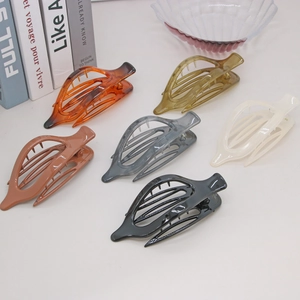 Set of six hollow leaf-shaped hair clips in various matte colors for women hair styling