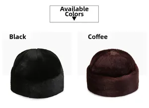 Détail des bonnets Miki d'hiver en fausse fourrure texturée noire et marron café