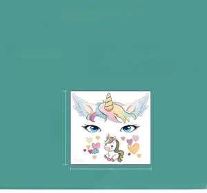 Unicorn temporary face tattoos with dimensions 120x110mm and 3 to 5 days durability