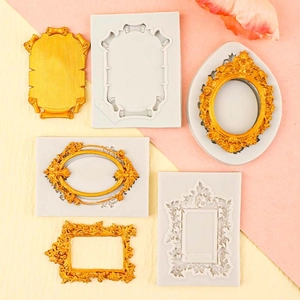 Moule en silicone baroque pour décoration de gâteaux et moulage de cadres