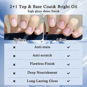 Kit manicure 3-in-1 con base, top coat e olio nutriente per unghie forti e lucide