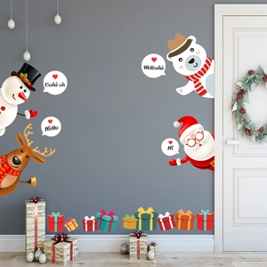 Stickers de Noël avec Père Noël, Renne et Bonhomme de neige pour décoration festive