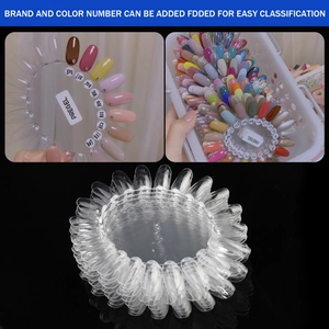 20-color oval nail display board with transparent plastic nail tips for polish charts