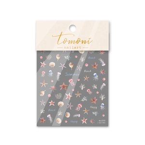 Autocollants nail art 5D avec coquillages et étoiles de mer style aquarelle
