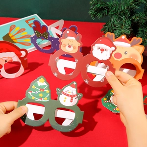 Montures De Lunettes De Noël Papier Carton Dessin Animé Père Noël Renne Fête Décoration Accessoires De Cabine Photo