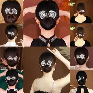 Torsade à cheveux élégante papillon en zircon avec cristaux étincelants et alliage rétro