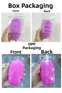 Detailed packaging view showing ice face roller in plastic box and OPP bag options
