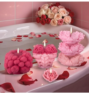 Stampi in silicone per candele a forma di rosa e peonia per regali fai-da-te di San Valentino
