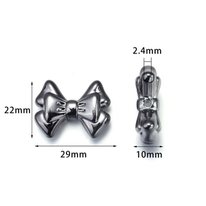 Acrylic double layer bow beads in gun black finish for DIY jewelry and hair accessories