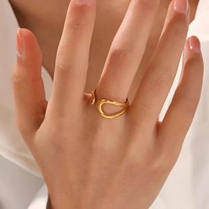 Minimalist 18K gold plated stainless steel open ring featuring a sleek streamlined design
