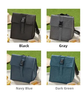 Insulated lunch bags in four colors with buckle closure and adjustable straps