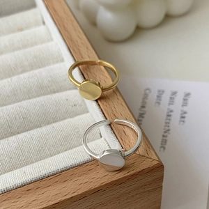 Minimalist 925 Sterling Silver Round Flat Disk Adjustable Open Ring For Women Japanese Korean Style Geometric Jewelry Finger Ring