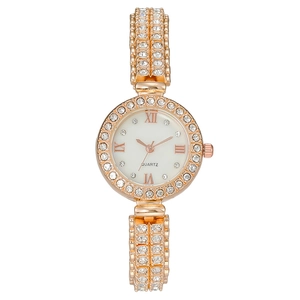 Women's Quartz Watch Rhinestone Inlaid Elegant Round Dial Metal Band Roman Numerals Fashion Jewelry Clasp Wristwatch