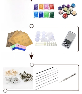 Complete DIY resin jewelry making kit with digital scale, drills, and metallic charms