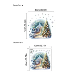 Tableau des tailles de stickers sapin de Noël avec dimensions de pose de 43x43cm