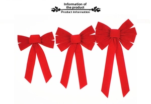 Three red velvet Christmas bows in small, medium, and large sizes for holiday decorations