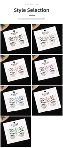 Detailed collection of self-adhesive acrylic face jewels in seven vibrant color combinations