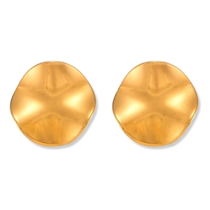 Irregular Geometric Stud Earrings Titanium Steel Gold Plated 3D Folded Texture Wave Pattern Ins Style Women Jewelry