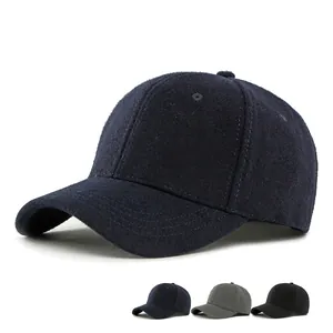 Minimalist Woolen Baseball Cap Unisex Autumn Winter Warm Solid Color Curved Brim Sun Hat Outdoor Casual Accessories