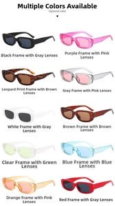 Collection of retro rectangular sunglasses in ten vibrant trendy ocean colors