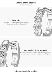 Detailed macro view of S925 sterling silver hoop earrings with 5A grade zircon inlay