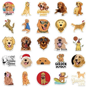 Lot de 50 autocollants Golden Retriever imperméables pour journal, bagage et gourde